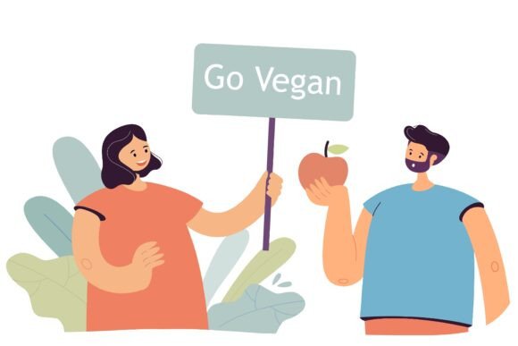 Activist Showing Go Vegan Placard to Man: A Strategic Visual for Modern Branding