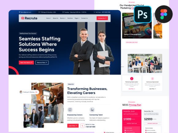 Building Professional Digital Identities with Staffing Agency Website UI Figma PSD