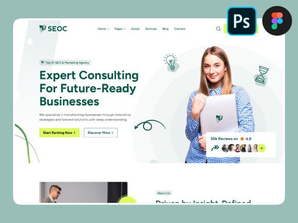 Consulting Agency Landing Page PSD Figma