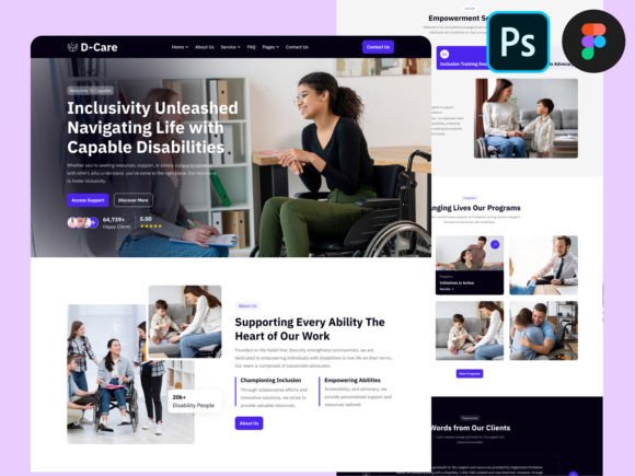 D Care Website Design UI Figma PSD
