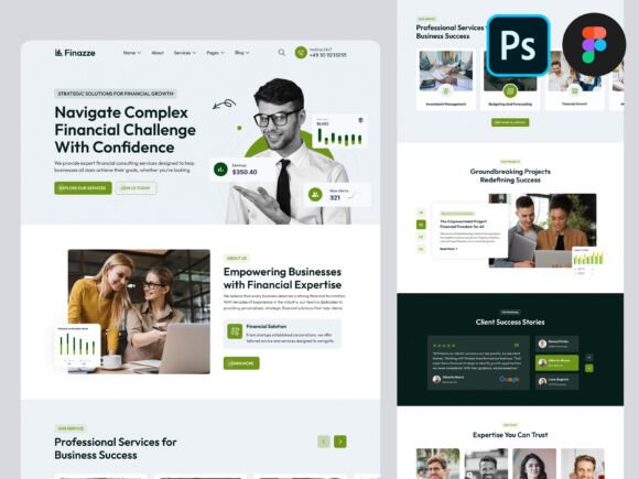 Evaluating the Finazze Business Landing Page PSD Figma Template for Professional Services