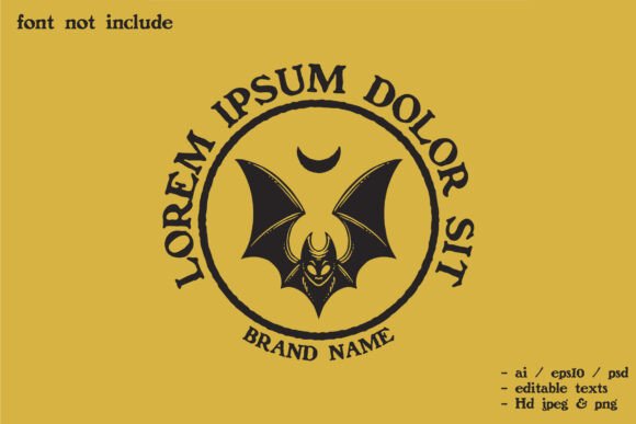 Flying Bat Below Moon Silhouette Logo: A Bold Identity for Your Brand