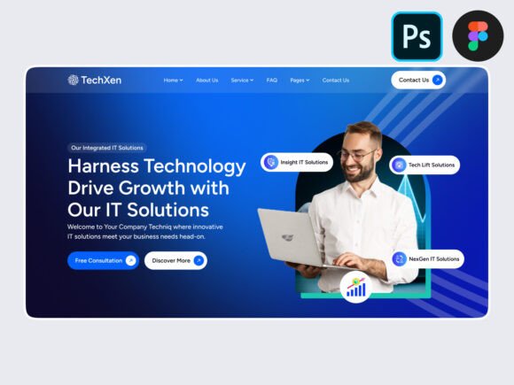 IT Solution Landing Page PSD Figma Template