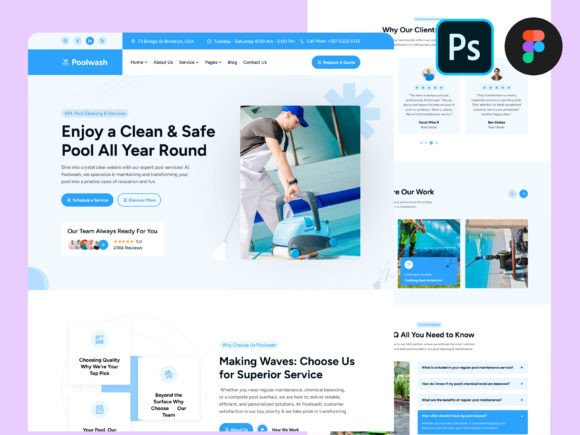 Pool Cleaning Service UI Design Figma