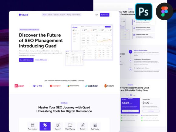 Quad SASS Software AI Design Figma Template