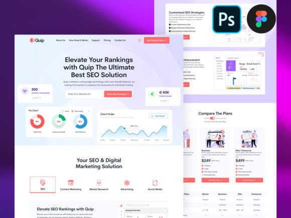 SEO Software Landing Page Design UI