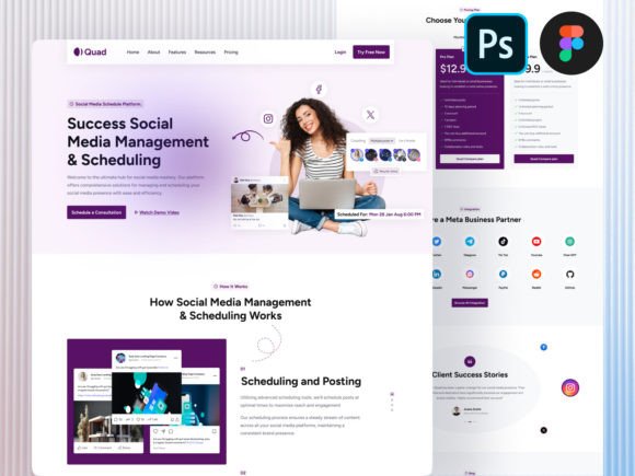Social Media Management Landing Page UI