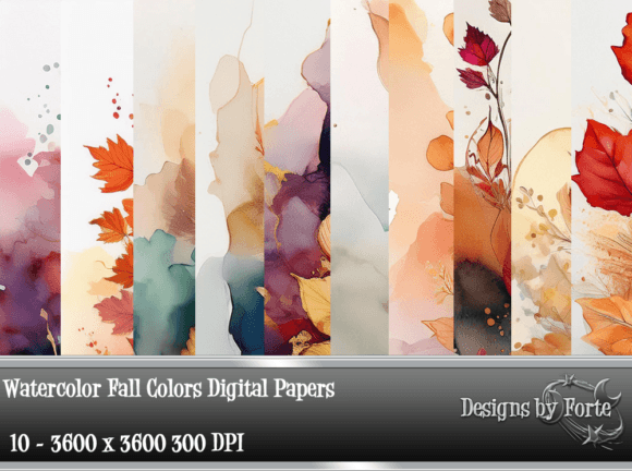 Watercolor Fall Colors Digital Papers